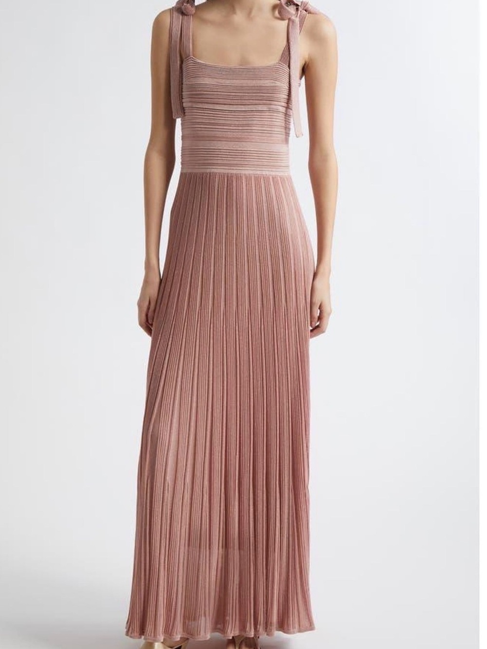 NWT Zimmermann Rosewood Pleated Maxi Dress with Tie Straps